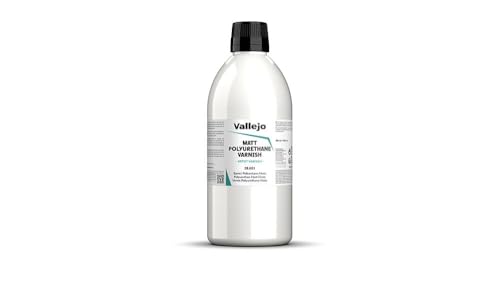 Vallejo - Polyurethane Varnish | Matt Finish 500 ml. (16.9 fl.oz.) | Extraordinary Hardness & Permanence | Create a Perfect Clear Coat | Scratch Resistant for Outdoor and Indoor Surfaces - style: Matt 500 ml. (16.9 fl.oz.)