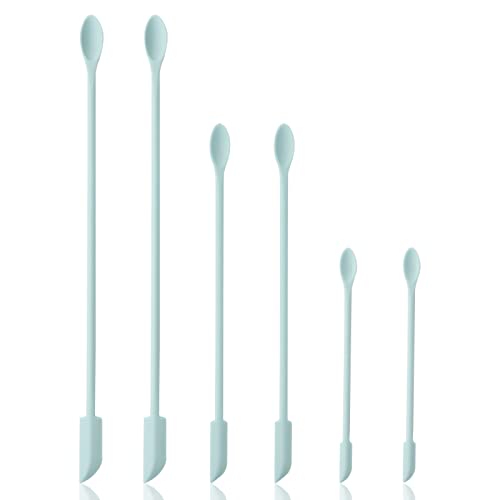 6 Pieces Multi Size Makeup Spatula, Beauty Spatula, Mini Small Silicone Spatula Set for Beauty and Kitchen, Tiny Scraper for Jar, Kitchen Bottles, Cosmetic (Macaron Blue) - color: Macaron Blue