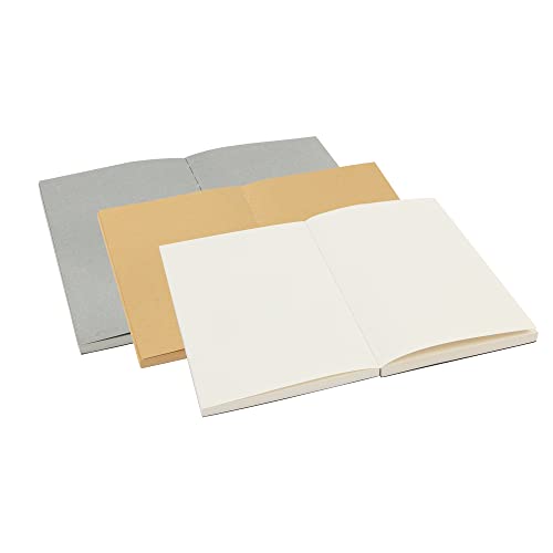 SoHo Urban Artist Open Bound Sketch Pads - Open Coptic Bound Sketch Pads for Drawing, Calligraphy, Any Dry Media, & More - [Grey, White, & Kraft - 5.6x8.26-3 Pack] - color: Grey, White, & Kraft, size: 5.6x8.26" - 3 Pack