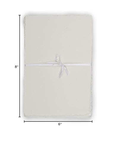 LEATHER VILLAGE Offwhite Deckled Edge Handmade Watercolor Paper 7.5x11.5 - color: White, size: 7.5"x11.5"