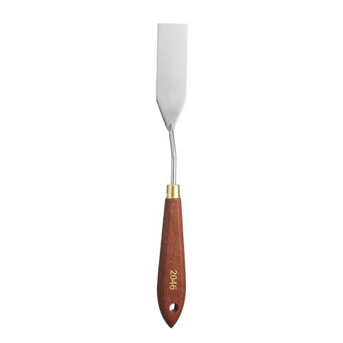 HARFINGTON Palette Knife Painting Tool 3.15" x 0.94" Stainless Steel Teardrop Blade 9.06" Length Spatula Painting Pallet Knives with Hole Beech Wood Handle for Oil Acrylic Canvas, Red/Silver - size: 9.06" x 0.94" x 3.15"