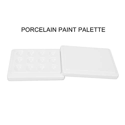 Generic Porcelain Paint Palette 12 Wells White Ceramic Paint Tray with Lid Smooth Watercolor Oil Painting Palette for Artists Professionals Enthusiasts