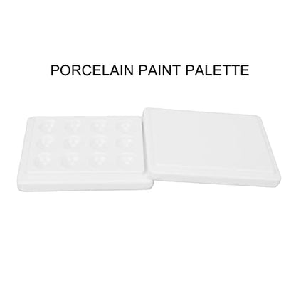 Generic Porcelain Paint Palette 12 Wells White Ceramic Paint Tray with Lid Smooth Watercolor Oil Painting Palette for Artists Professionals Enthusiasts