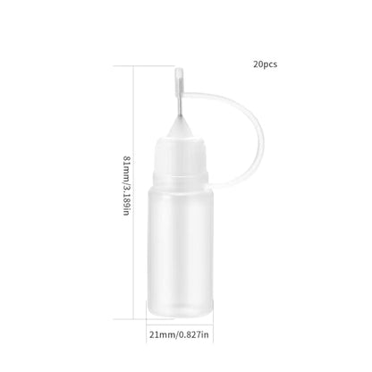 Precision Tip Applicator Bottles, Clear Plastic, 10ml Capacity, 20 Pack, With Needle Tip for Crafts, Glue, Paint