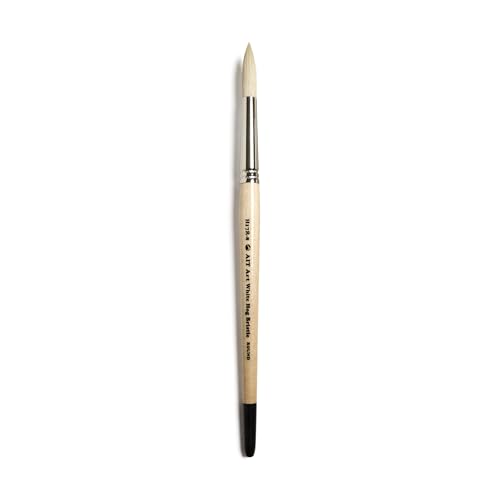 AIT Art Round Paint Brushes, Pack of 3, Sizes 4, 6, 8, White Hog Bristles, Handmade in USA for Trusted Performance with Heavier and Thicker Paints - size: 4, 6, 8