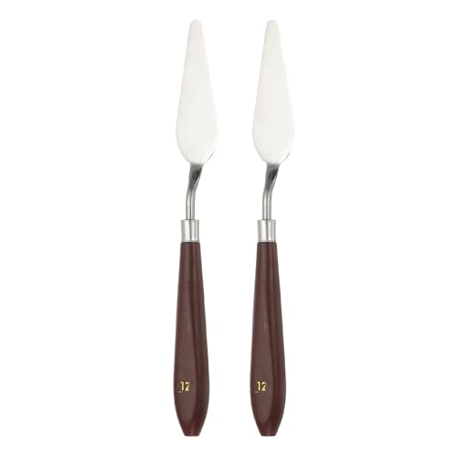 HARFINGTON 2pcs Palette Knife Painting Tool 2.83" x 0.94" Stainless Steel Art Spatula Pallet Knives Scrapers Tools with Plastic Handle for Acrylic Oil Canvas Mixing Spreading, Red/Silver - size: 2.83" x 0.94"