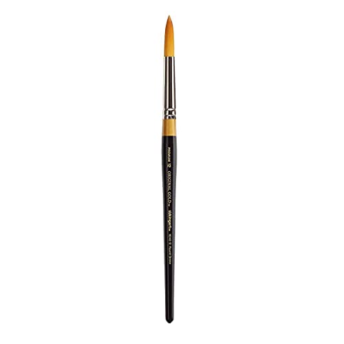 KingArt Original Gold 9040 Series, Premium Artist Brush, Golden TAKLON Round Stroke-Size: 12 - size: 12