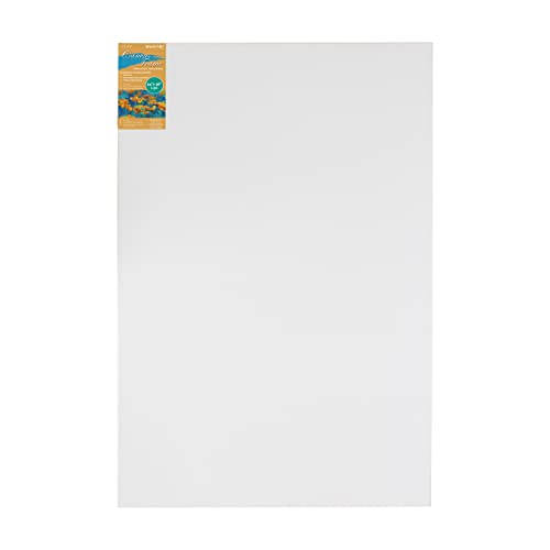 ™ Med Weight Traditional Stretched Canvas 24” x 36”, Oil & Acrylic Paints Triple Acrylic Primed Gesso Wood Frame Canvas Smooth Surface & Reduce Absorbency, Acid-Free White, 24x36 Canvas. - size: 24" x 36"