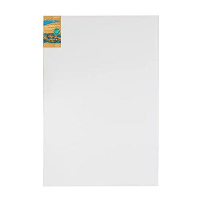 ™ Med Weight Traditional Stretched Canvas 24” x 36”, Oil & Acrylic Paints Triple Acrylic Primed Gesso Wood Frame Canvas Smooth Surface & Reduce Absorbency, Acid-Free White, 24x36 Canvas. - size: 24" x 36"