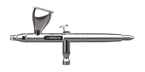 Vallejo - Airbrush Profinish, Profesional Dual-Action Gravity-Feed System with 0.2 & 0.3mm Nozzles and 0.1/0.3 & 0.5 fl.oz. Cup Included, Ideal for Artists, Ultra-Light Alloy Construction