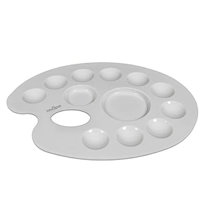 Zahepa Oval Paint Tray Palette with Thumb Hole, 12 Compartments, Watercolor | Durable Lightweight Plastic Art Supplies For Acrylic, Oil, And Mixing Paints, Reusable And Stackable For School Or Studio Use - style: Oval - 12 Compartments