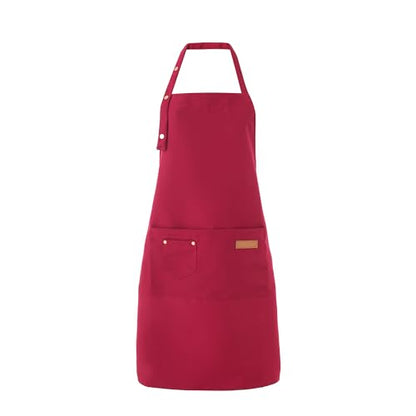 Tosewever Art Aprons for Women Painting Pottery Baking, Mens Buckle Straps Kitchen Apron with Pockets for Chef Cooking - color: Red