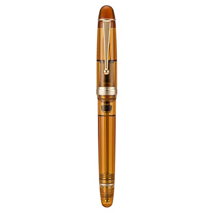 Asvine V126 Vacuum Filling Fountain Pen Medium Nib, Transparent Brown Acrylic, Large-Capacity with Gift Case - color: Transparent brown, style: Medium Nib