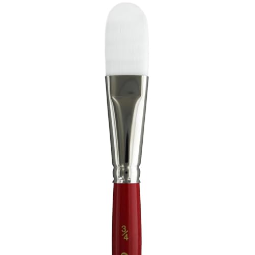 Connoisseur Brush White Taklon Short Oval .75" - size: 3/4-inch, style: Oval Wash