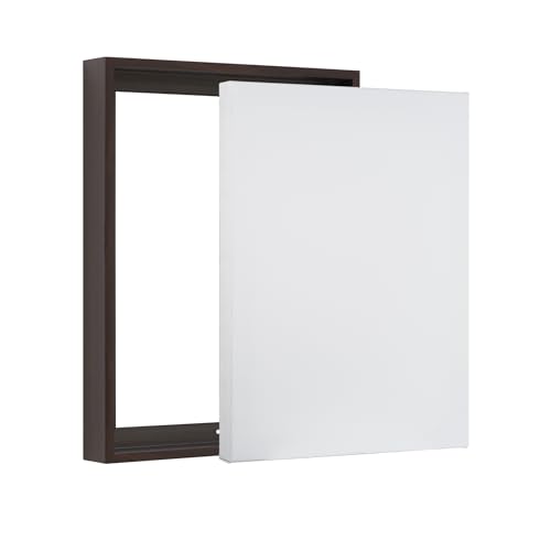 PIXY CANVAS Value Pack of 8x10 Stretched Canvas 1-1/2 (1.5) inch deep and Floater Frame for Your Paintings/Artwork/Wall Art/Wall Decor (Dark Walnut, 8 x 10 inch, Portrait) - color: Dark Walnut, size: 8 x 10 inch