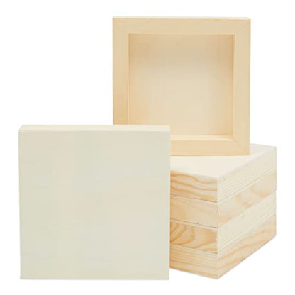 Bright Creations Wood Panel Canvases for Painting - 5 x 5 in, 0.85 in Thick, Pack of 6 - Unfinished Pine Deep-Cradle Wooden Blocks for Crafts - size: 5x5 inch