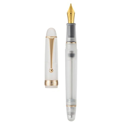 Asvine V126 Vacuum Filling Fountain Pen, Frosted Clear Acrylic Stub Nib 1.1mm Calligraphy Art Drawing Clear Demonstrator Acrylic with Case Set - color: Frosted clear, style: Stub Nib