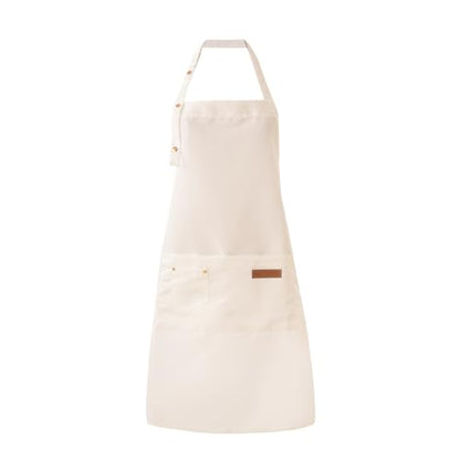 Tosewever Art Aprons for Women Painting Pottery Baking, Mens Buckle Straps Kitchen Apron with Pockets for Chef Cooking - color: White