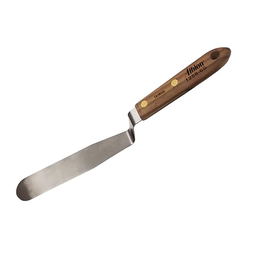 Albion Engineering Classic Offset Caulk Tooling Spatula, Stainless Steel, 1” wide tapered tip x 6” long blade (1258-6S) - size: 1" Wide Tapered Tip x 6" Long Blade, style: Single