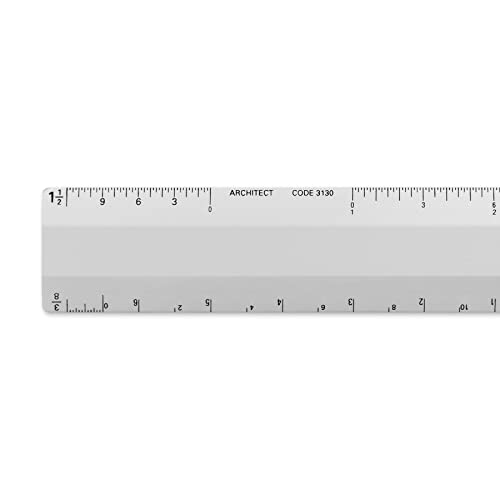 Alumicolor Architect 6 inch Ruler Scale w/ 4 Bevel for Drawing, Drafting & Engineering, Calibrations Divided by (1/8, 1/4), (1/2, 1), (3/8, 3/4), (3, 11/2), Silver - color: Silver