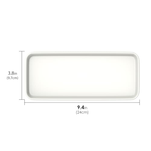 White Ceramic Paint Palettes Tray 9.4" x 3.8", Square Porcelain Large Mixing Area Palette, Artist Watercolor Tray for Gouache, Tempera, Acrylic, Oil Painting