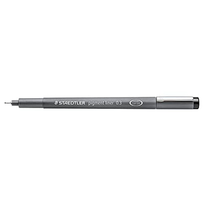 Staedtler Pigment Liner, Fineliner Pen for Drawing, Drafting, Journaling, 0.3mm, Black, Box of 5 Pens, 308 03-9M - style: 0.3mm