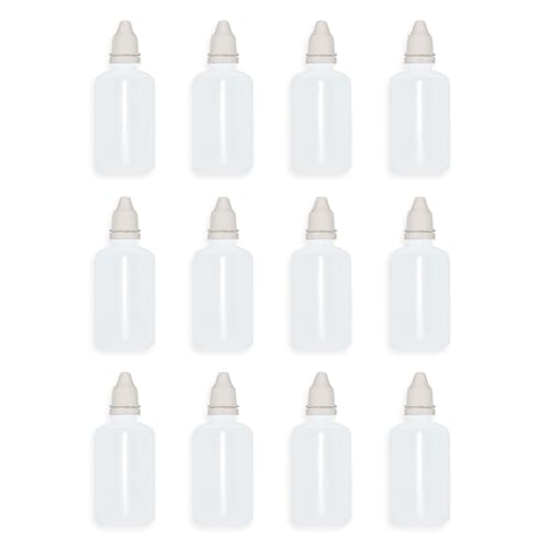 12 Pcs Dropper Bottles, 50ml/1.7 oz Empty Squeezable Small Mouth Dropper Bottle, Liquid Dropper Bottle with White Cap - color: White Cap