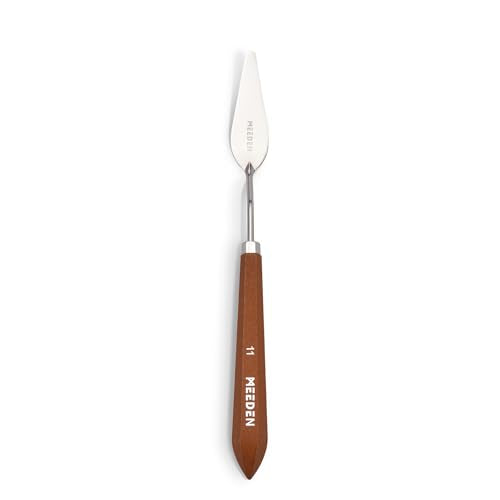 MEEDEN Artist Mixing Palette Knife: 9.33" Flexible Stainless Steel Art Scraper Knife with Wooden Handle - Oil Painting Accessories for Acrylic Gouache, Canvas, #11 - style: #11