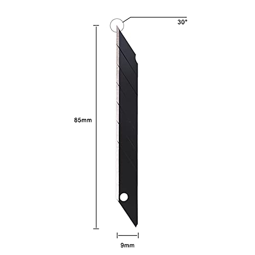 Gomake 9mm Utility Knife Replacement Blades,30 Degree Snap Off Carbon Steel Blades for Retractable Cutting Knives, Hobby, Craft Knife, Box Cutter 100PCS-Black
