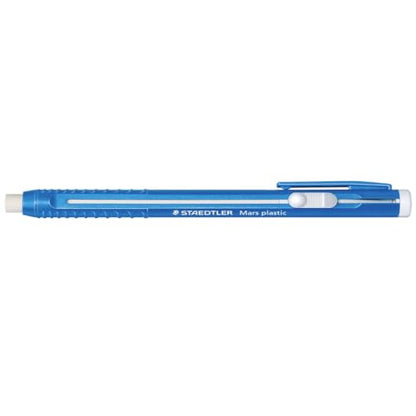 STAEDTLER 6-Pack Mars Plastic Eraser Pen with Refillable Holder, German-Made Eraser for Pencils, Smudge-Free & Tear-Free Precision, Retractable Design with Clip, Blue, 6 Count | Latex-Free Erasers, Replacements for Refillable Holder, Home, School & Office