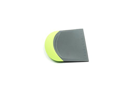 Fox Run Dough and Bowl Scraper, 4.75" Flat Edge Bench Scraper, Green | Durable & Dishwasher Safe Nylong & Silicone Bench Scraper | Easily Scrape Dough, Scrape Bowls & Cut Dough | Baking Gadget - style: Flat Edge Scraper