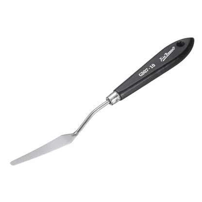 HARFINGTON Palette Knife Painting Tool 8.66" Stainless Steel Pointed Blade Spatula Painting Pallet Knife with Hole Design Beech Wood Handle for Oil Acrylic Canvas, Black/Silver - size: 8.66" x 2.76" x 0.55"