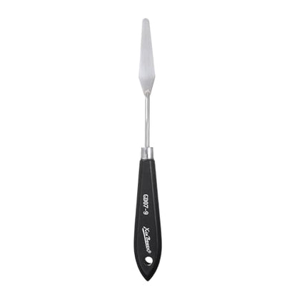 HARFINGTON Palette Knife Painting Tool 8.66" Stainless Steel Pointed Blade Spatula Painting Pallet Knife with Hole Design Beech Wood Handle for Oil Acrylic, Black/Silver - size: 8.66" x 2.56" x 0.59"