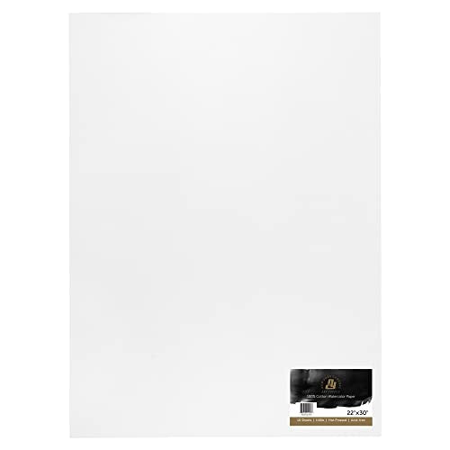New York Central Watercolor Paper, 140 lb. Cold Press - 22"x30" 10 Sheets | 100% Cotton, Acid-Free, Archival Quality, Bright White Watercolor Paper Pad for Wet & Dry Media - size: 22"x30"