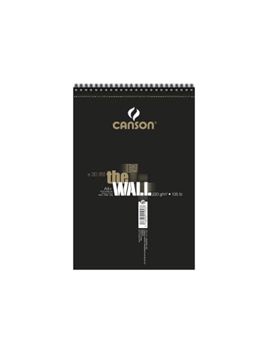 CANSON The Wall Marker 200gsm A4 Paper, Extra Smooth, Spiral Pad Short Side, 30 White Sheets, Ideal for Professional Artists & Illustrators - size: A4