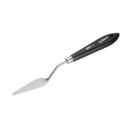 HARFINGTON Palette Knife Painting Tool 8.46" Stainless Steel Pointed Blade Spatula Painting Pallet Knife with Hole Design Beech Wood Handle for Oil Acrylic Canvas, Black/Silver - size: 8.46" x 2.64" x 0.83"