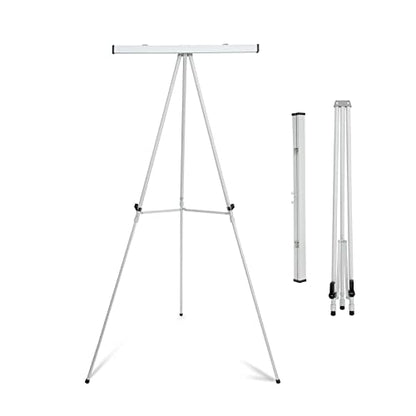 Falling in Art 63 1/2'' Aluminum Flip Chart Display Easel Stand, Silver | Presentation Easel with Adjustable Floor for Boardroom, Whiteboard, Paper Pads, Signage - style: Silver 1-Pack