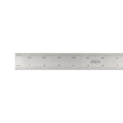 24" Metal Ruler, Rigid, 3R Graduation, Premium Measuring Tool | MADE IN USA, Fully Hardened Steel, Satin Chrome Finish, Etched, Scratch Resistant, Glare-Free, 32nds/64ths & 10ths/50ths - color: Carbon Steel-Rigid, size: 24"