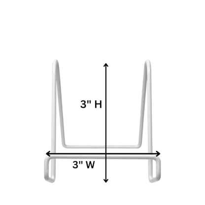 BANBERRY DESIGNS White Wire Easel Display Stand Set of 6 - 3 Inch Metal Plate Stands for Small Plates, Picture Frames, Photos, Artwork, Tiles, Collectibles, Books, Signs & Display Cards