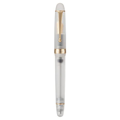 Asvine V126 Vacuum Filling Fountain Pen, Frosted Clear Acrylic Stub Nib 1.1mm Calligraphy Art Drawing Clear Demonstrator Acrylic with Case Set - color: Frosted clear, style: Stub Nib