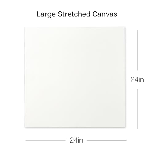 KINGART 844-2 Stretched White Canvas for Painting, 24 x 24 Inch, Pack of 2 - size: 24 x 24 Inch