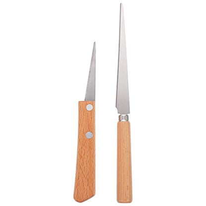 Healifty Clay Fettling Knife Set 2-Piece Wooden Handle Carving Tools for Pottery Sculpting Modeling Wax Carving Craft Cutter Tool for Ceramics and DIY Projects 8.26In