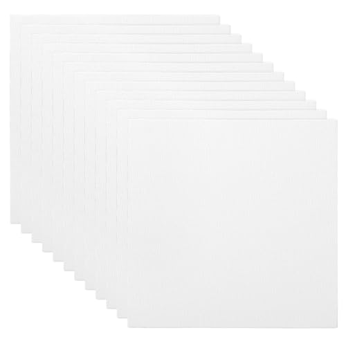 PATIKIL 10x10 Canvas Boards for Painting, 12 Pack 100% Cotton Square Triple Primed Stretched Blank Art Canvas Panel Bulk Thin for Acrylic, Oil, Tempera Paints, White - size: 10x10inch