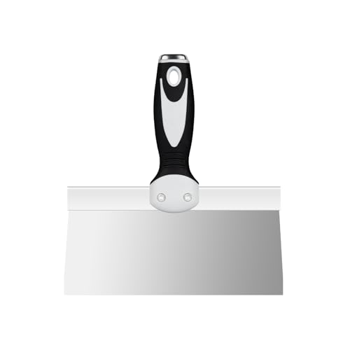 Mister Rui 8" Stainless Steel Drywall Taping Knife, Soft Grip Handle