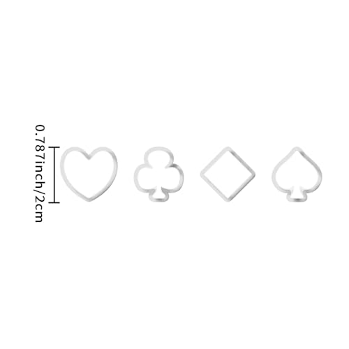 Xaekicr Card Suit Polymer Clay Cutters Set - 4PCS Clay Cutters for Earrings, Classic Heart Spade Diamond Club Shapes, Polymer Clay Molds, Clay Tools for DIY Jewelry Making - color: R color
