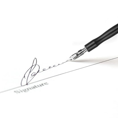 Oblique Calligraphy Pens Dip Set, Comic Pen Nib Set, Fluid Writer Pen, Calligraphy Dip Pen and Nibs Set Drawing with 5pcs Stainless Steel Pen Nibs Replacement Nibs Nib for Writing, Painting, Signing - color: black（6pcs）