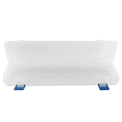 Transparent Brushes Storage Box Paint Brush Drawing Pen Container with Buckle Design 13x2.76x1.38inch for Watercolour Oil Paint Pencil Drawing Tools