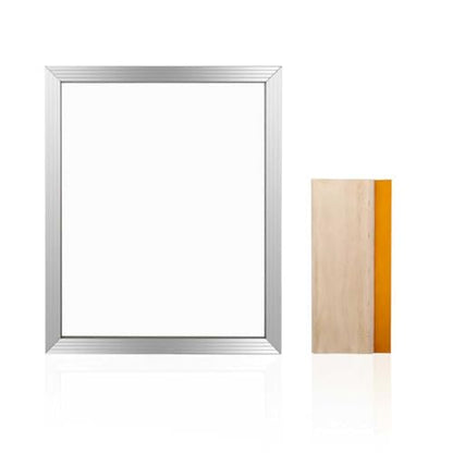 Worown 16 x 20 Inch Aluminium Silk Screen Printing Frame with 160 White Mesh and 1 Piece of 13.7 Inch Wooden Screen Printing Squeegee - size: 16 x 20 Inch