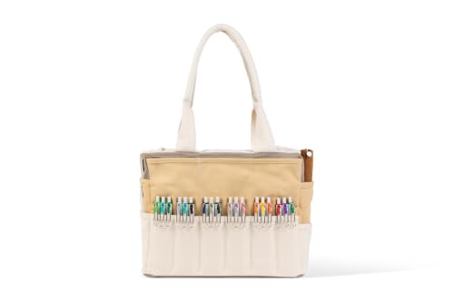 Soolla Studio Bag: Art Supply Storage Organizer & Pottery Tool Bag, Washable Tote, Yarn Bag, Crochet, 30 Pockets, 15+ Colors - color: Driftwood