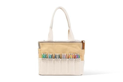 Soolla Studio Bag: Art Supply Storage Organizer & Pottery Tool Bag, Washable Tote, Yarn Bag, Crochet, 30 Pockets, 15+ Colors - color: Driftwood